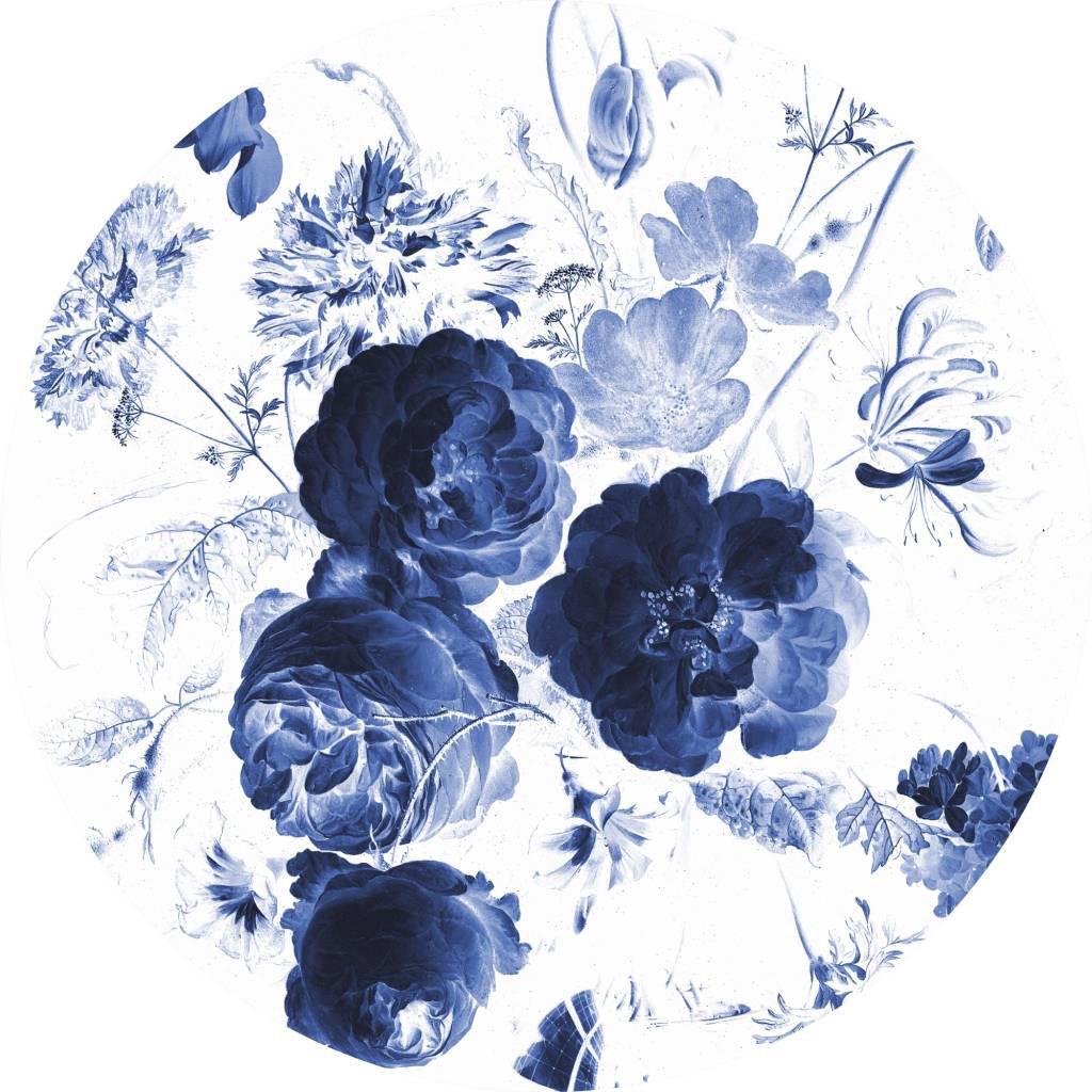 KEK Wallpaper Circle, Royal Blue Flowers diameter van 142,5 of 190 cm-8719743885363-30