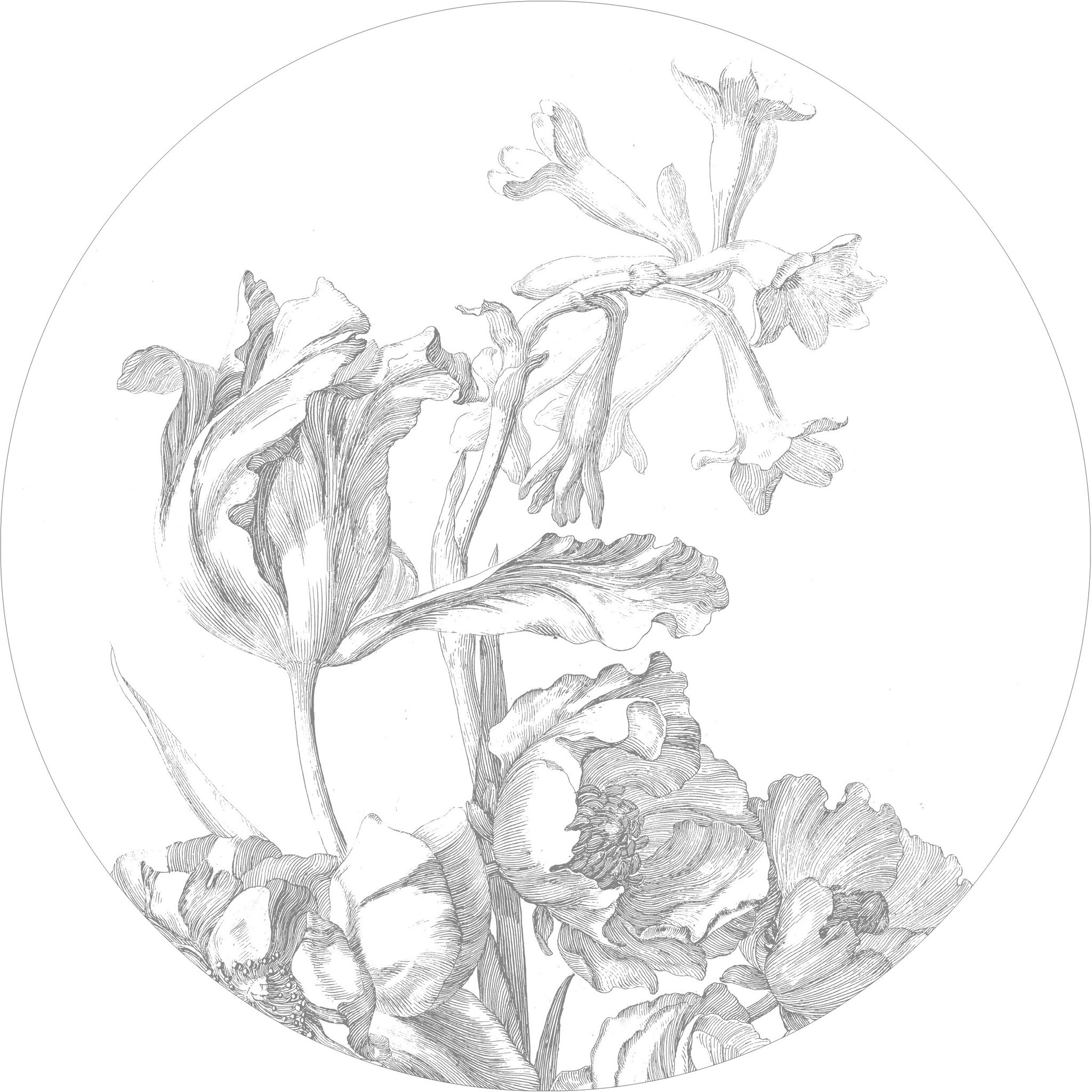 KEK Wallpaper Circle, Engraved Flowers, ø 142,5 cm-8719743888227-325