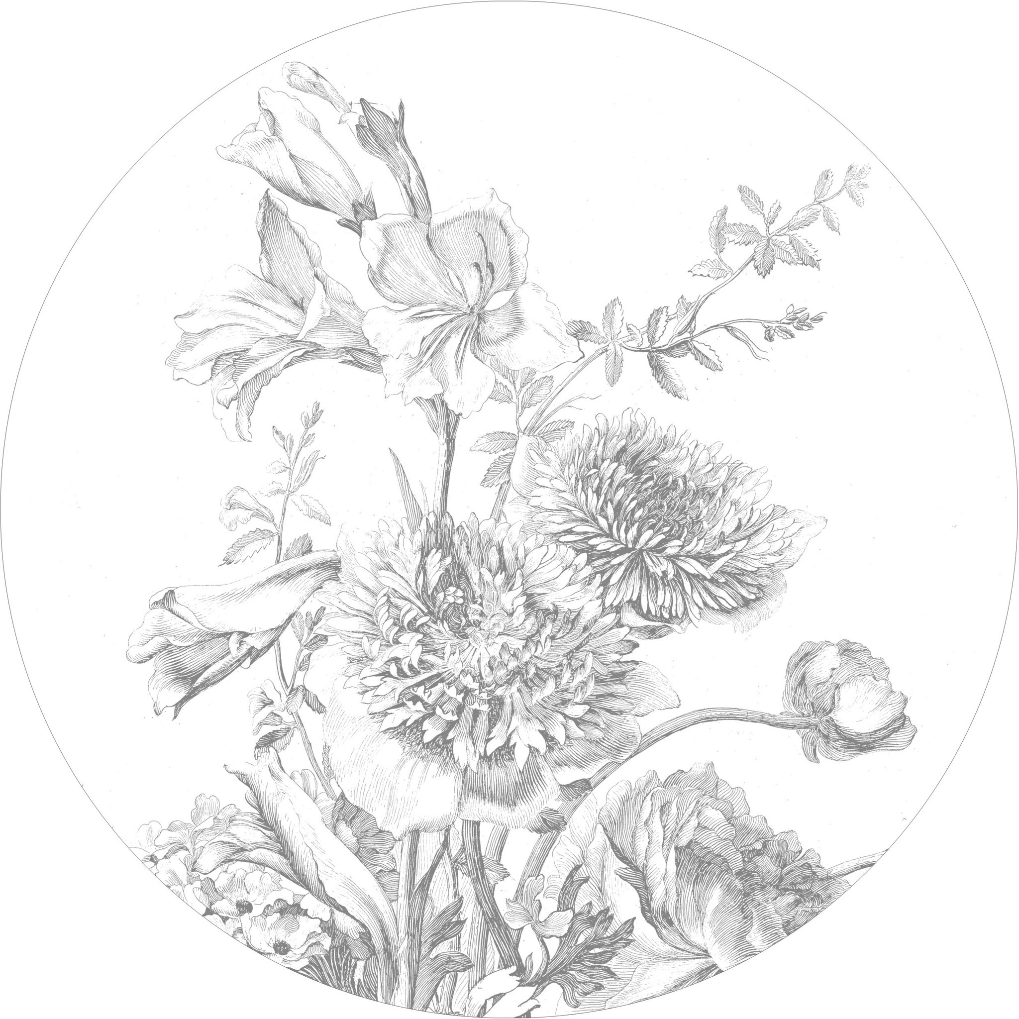 KEK Wallpaper Circle, Engraved Flowers, ø 190 cm-8719743887879-318