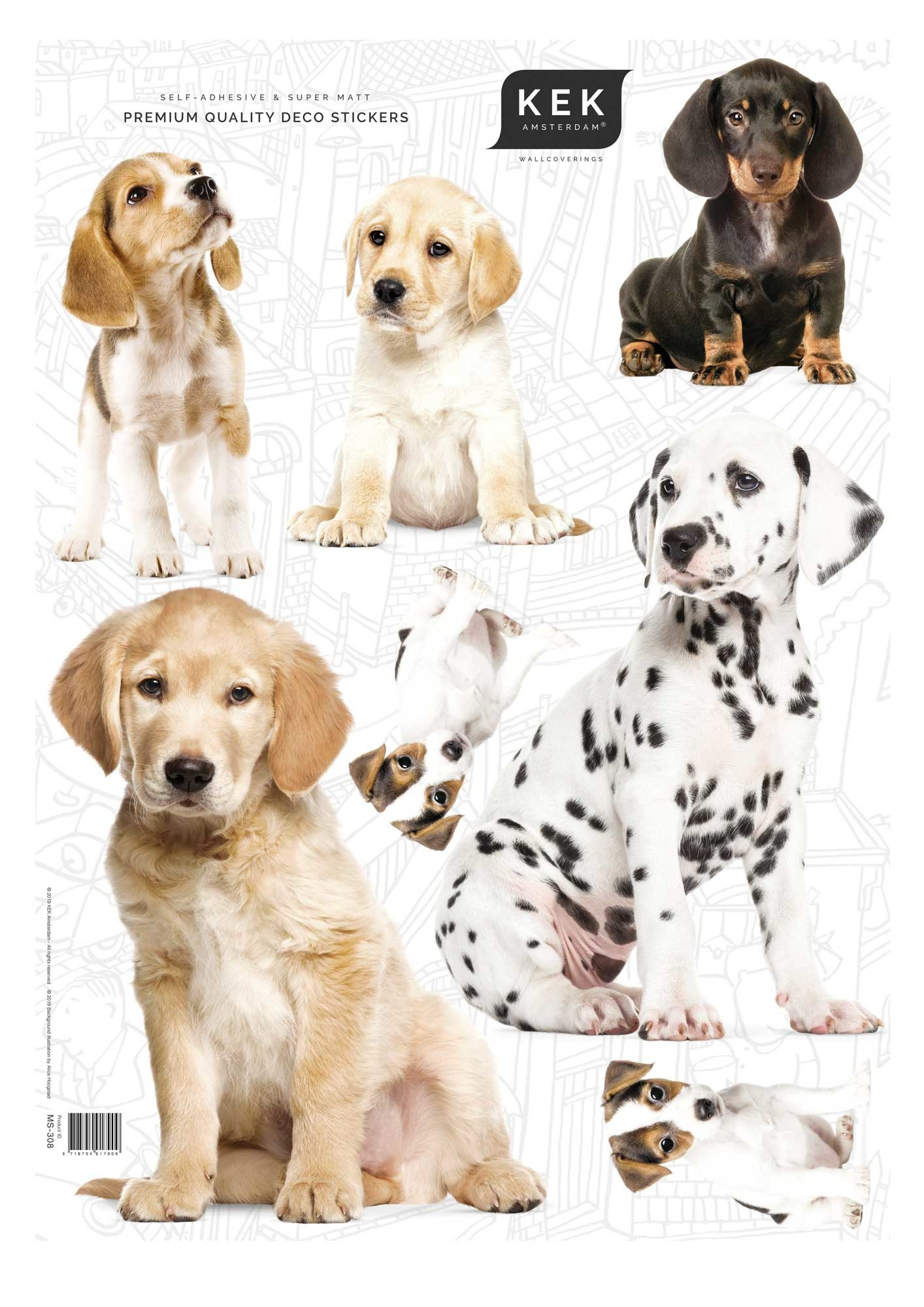 Kek Amsterdam Puppies (8 Wall Stickers), 42 x 59 cm (8 wall stickers)-8718754017909-34