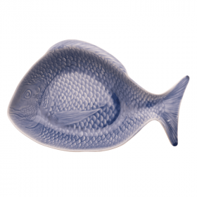 Point-Virgule schaal vis aardewerk blauw 45x25cm
