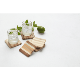 Point-Virgule set van 4 glasonderzetters hout