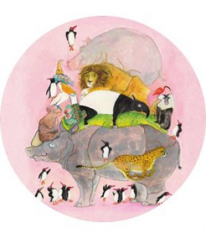 KEK Wallpaper Circle, Behangcirkel Jumping Pinguins, ø 190 cm-8719743886087-20